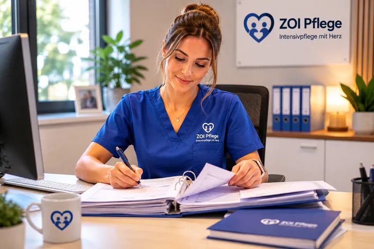 Pflegedienstleitung von Pflegedienst ZOI bei der Dokumentation